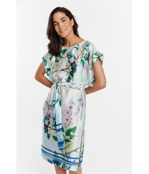 Camisón largo estampado exótico con cinturón